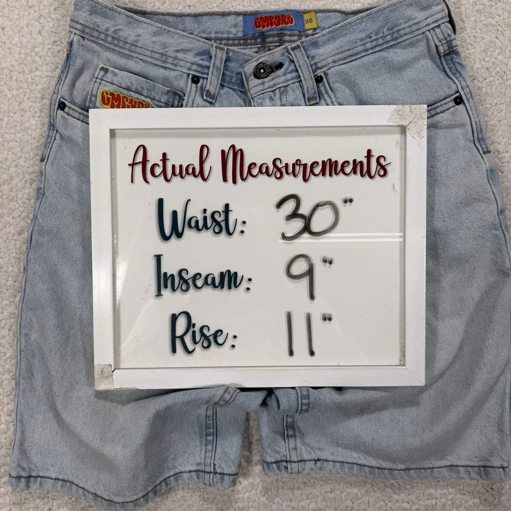 Empyre Denim Shorts Men's 30 Light Wash Skate Y2K Streetwear Jorts Urban Casual